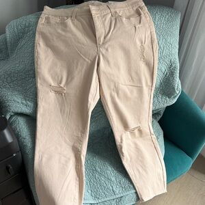 LC Lauren Conrad Women's Straight Leg Beige Jeans